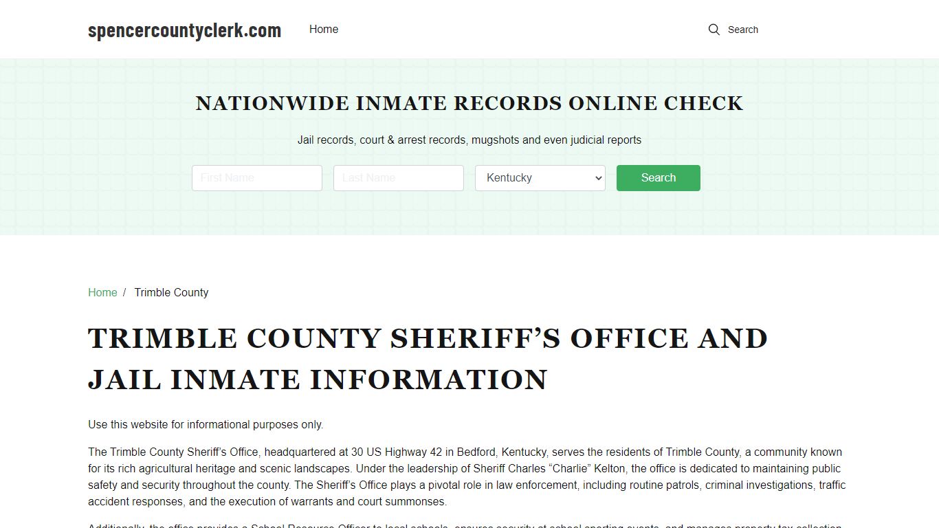 Trimble County Sheriff, KY, Jail Inmate Search, Recent Arrests