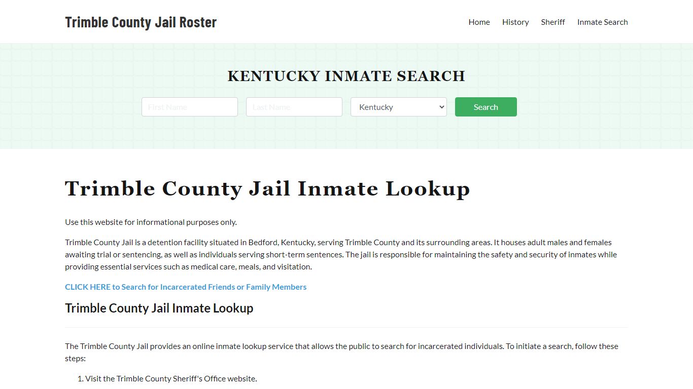 Trimble County Jail Roster Lookup, KY, Inmate Search