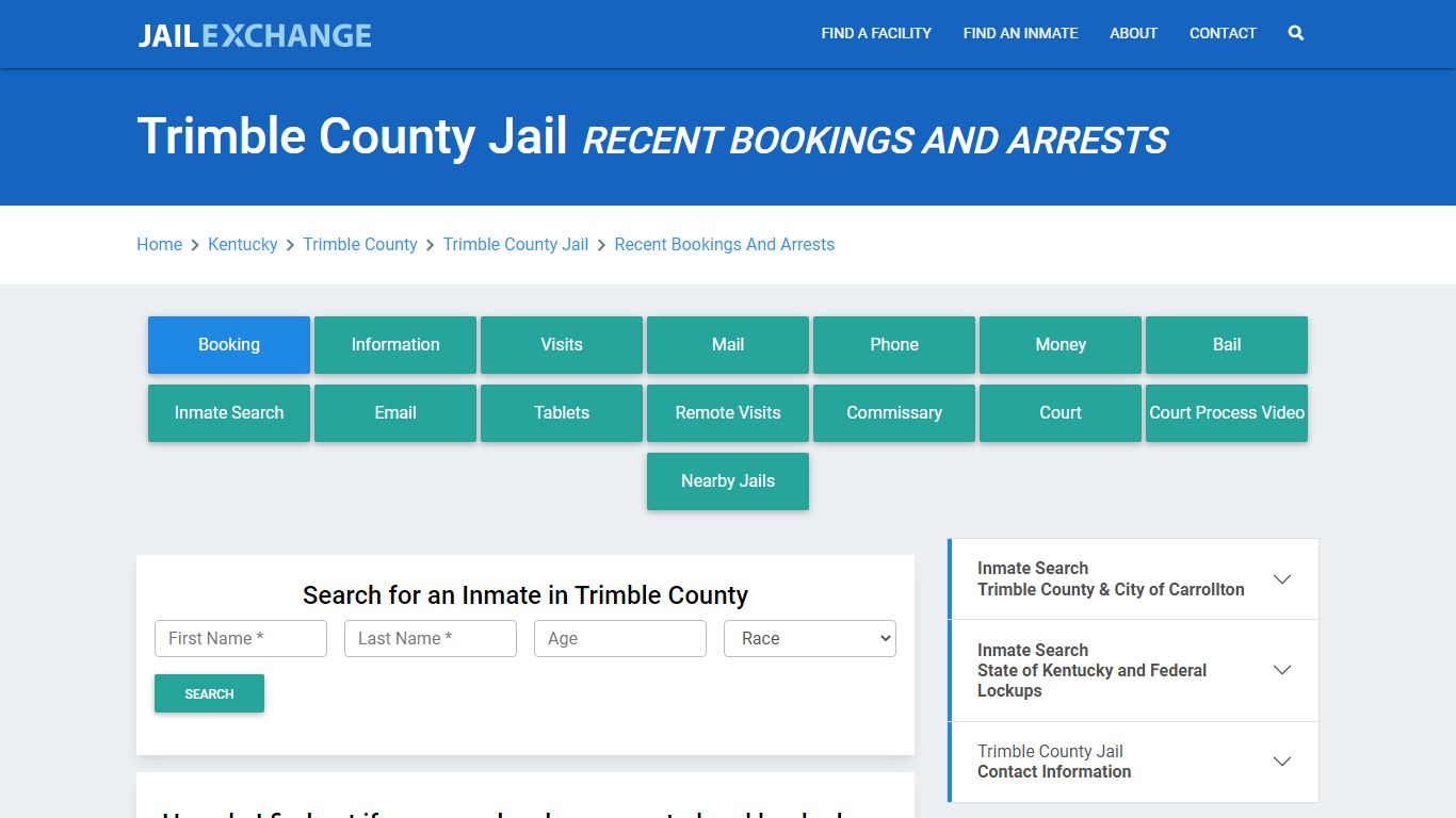 Trimble County Jail Recent Bookings And Arrests - Jail Exchange