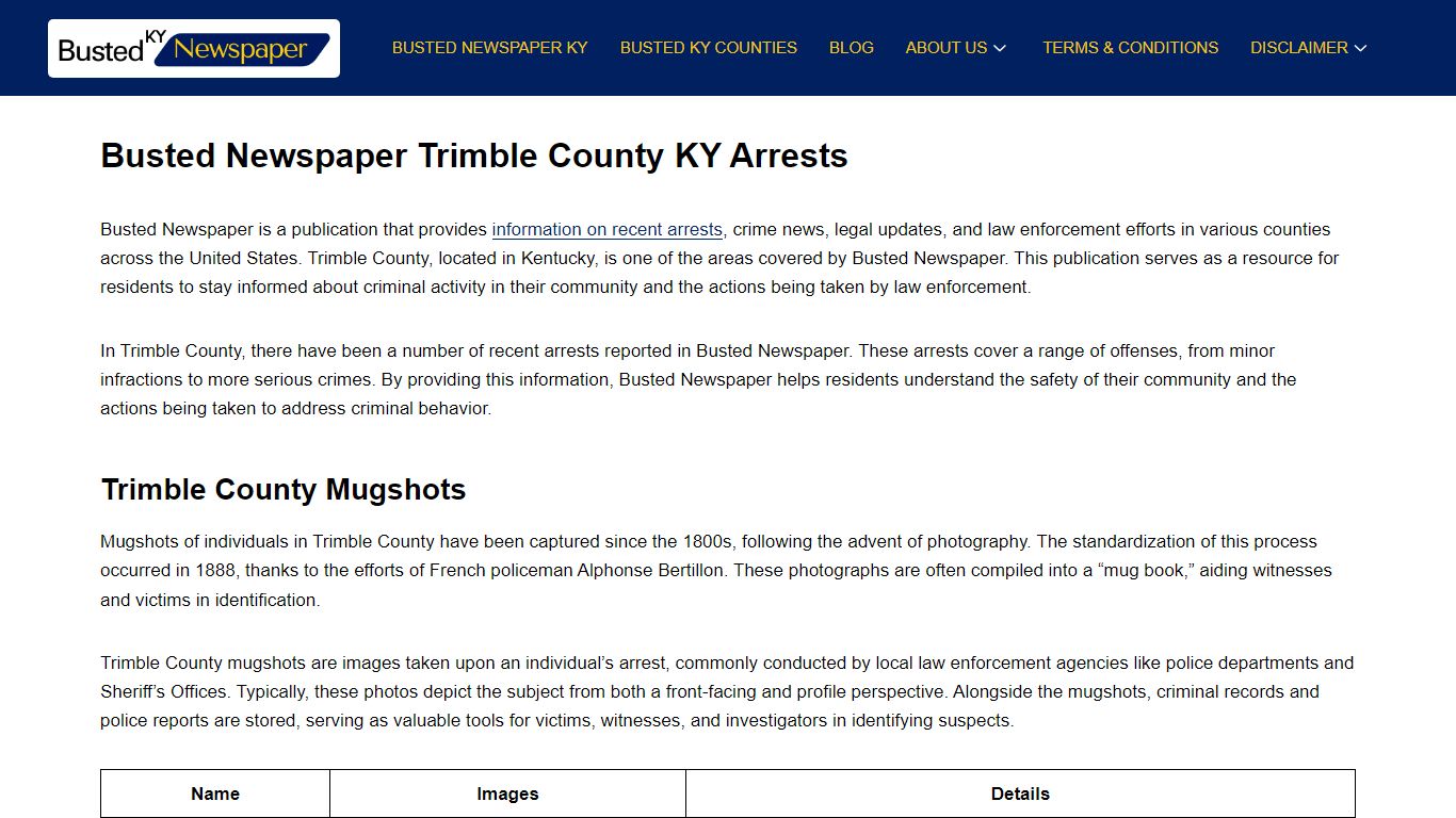 Busted Newspaper Trimble County KY Arrests