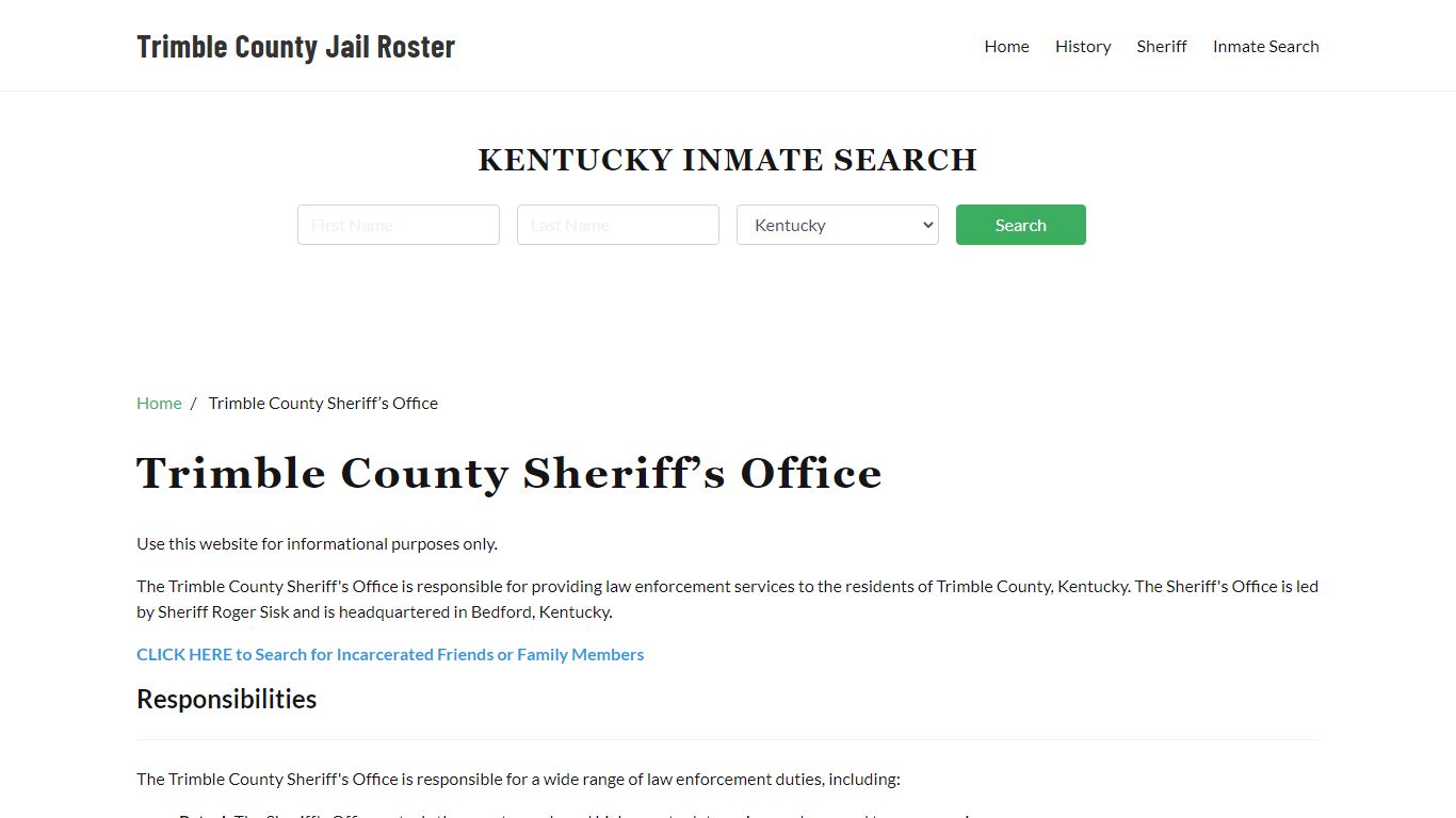 Trimble County Sheriff Office, KY, Arrest Warrants Search